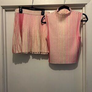 LF Pink and Cream Striped Sleeveless Mini Dress